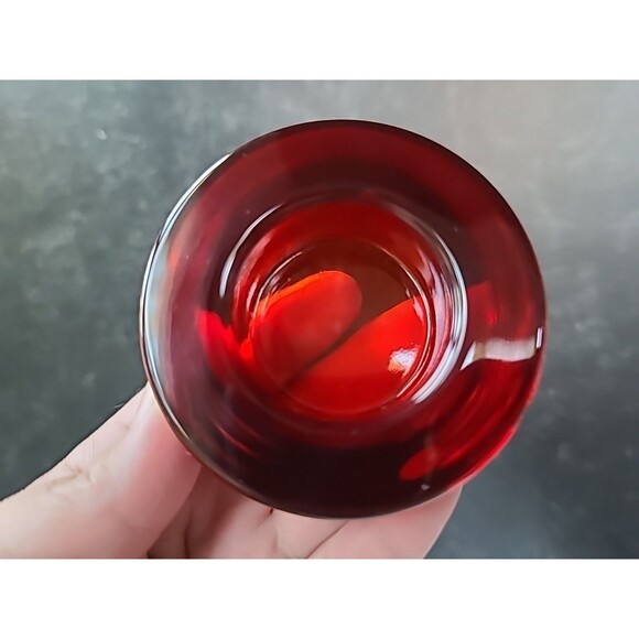 Vintage Red Glass Tea Light Candleholder - Picture 5 of 10